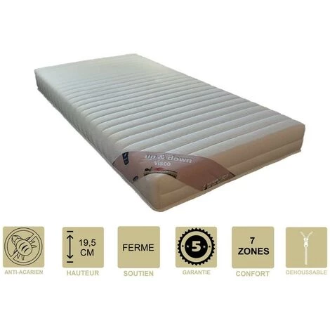 PROVENCE LITERIE Matelas 90x190 X 19,5 Cm Ferme + Oreiller Visco + Alèse - Déhoussable Housse Lavable - 7 Zones De Confort - Ame Poli Lattex 33 Kg/m3 - Hypoallergénique 1 PROVENCE LITERIE Matelas 90x190 X 19,5 Cm Ferme + Oreiller Visco + Alèse - Déhoussable Housse Lavable - 7 Zones De Confort - Ame Poli Lattex 33 Kg/m3 - Hypoallergénique