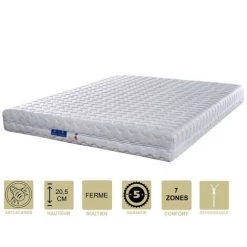 PROVENCE LITERIE Matelas 90x200 X 20,5 Cm Ferme + Oreiller Visco + Alèse - Déhoussable Housse Lavable - 7 Zones De Confort - Ame Poli Lattex 33 Kg/m3 - Hypoallergénique