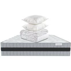 Matelas Mémoire De Forme 160x200 Memo Luxe Hbedding + Couette Chaude 240x220cm + 2 Oreillers 60x60cm - Blanc