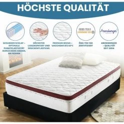 Matelas Arensberger Deluxx 9 Zones à Ressorts Ensachés Avec Mousse à Mémoire 3D, Hauteur 30 Cm, Poids Volumétrique 45 Kg/m³, Trois Couches : Mousse à Froid + Ressorts Ensachés + Mousse Visco Smart ,90cm X 200cm (de) -Matelas Soldes Boutique 29330491 4