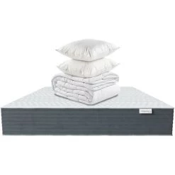 Matelas Mémoire De Forme 140x190 Memo Supreme Hbedding + Couette Chaude 240x220cm + 2 Oreillers 60x60cm - Blanc