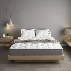 Matelas DEWINNER 90x190cm,Ressorts Ensachés+Mousse Mémoire,Epaisseur 20cm - Blanc