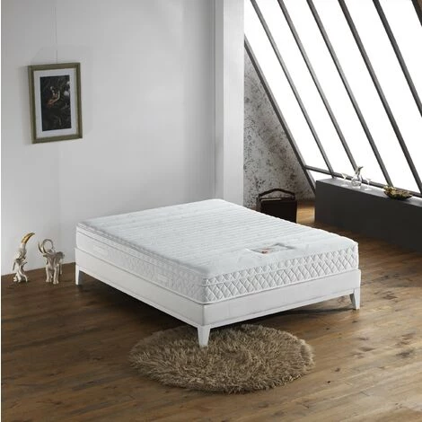 LITERIEJULIEN Matelas Memoryplus A Ressorts Ensaches + 3,5 Cm Latex Naturel à 70 % En 75 Kg/m3 + Alese 140x200 Hauteur +/- 22,5 Cm - Accueil Moelleux - Soutien Ferme + Oreiller Visco - 5 Zones De Confort - Hypoallergenique 1 LITERIEJULIEN Matelas Memoryplus A Ressorts Ensaches + 3,5 Cm Latex Naturel à 70 % En 75 Kg/m3 + Alese 140x200 Hauteur +/- 22,5 Cm - Accueil Moelleux - Soutien Ferme + Oreiller Visco - 5 Zones De Confort - Hypoallergenique