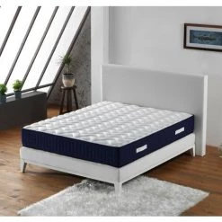 LITERIEJULIEN Matelas Benjamin A Ressorts Ensaches + 3,5 Cm Latex Naturel à 70 % En 75 Kg/m3 - 80x190 Hauteur +/- 30,5 Cm - Accueil Ferme - Soutien Ferme + Oreiller Visco - 5 Zones De Confort - Hypoallergenique