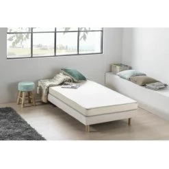 Matelas Mousse 90 X 190 - Confort Ferme - Epaisseur 12 Cm - Livre Roule - FINLANDEK Kietoa - Blanc