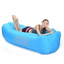 ILOVEMILAN Hamac Gonflable, Sofa D'air Imperméable à L'eau Avec Le Paquet Portatif, Lit D'air De Sofa Gonflable De Fainéant Paresseux Pour Voyager, Camping, Jardin, Randonnée, Parties De Piscine Et De Plage（bleu）
