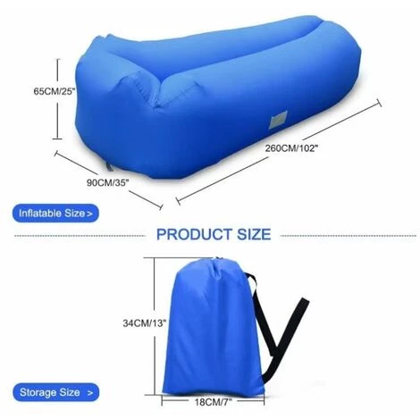 ILOVEMILAN Hamac Gonflable, Sofa D'air Imperméable à L'eau Avec Le Paquet Portatif, Lit D'air De Sofa Gonflable De Fainéant Paresseux Pour Voyager, Camping, Jardin, Randonnée, Parties De Piscine Et De Plage(bleu) 2 ILOVEMILAN Hamac Gonflable, Sofa D'air Imperméable à L'eau Avec Le Paquet Portatif, Lit D'air De Sofa Gonflable De Fainéant Paresseux Pour Voyager, Camping, Jardin, Randonnée, Parties De Piscine Et De Plage(bleu) – Image 2