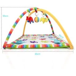 Mosbaby Tapis De Jeux Pour Bébé De 0 à 12 Mois, Tapis D'éveil "éléphant" Avec Arches Et 5 Jouets, Tapis Moelleux 85x85x50cm, Lavable En Machine -Matelas Soldes Boutique 32819931 5
