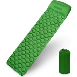 Kueatily Matelas Camping, Tapis De Couchage Avec Oreiller De Gonflable Matelas Randonnée Pliable Et Imperméable Pour Camping, Voyage, Randonnée 190 * 56 * 6cm (Vert)