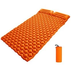 ASUPERMALL Matelas Gonflable Double Avec Oreillers, Matelas Gonflable De Camping, Orange