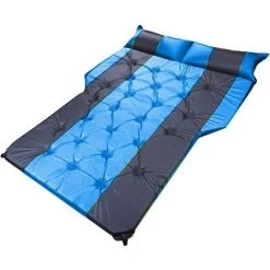 BARES Matelas Pneumatique Automatique De Voiture, Matelas D'extérieur De Camping Portable Avec Sac De Rangement, Coussin De Matelas Gonflable De Camping D'air De Voiture,bleu Gris