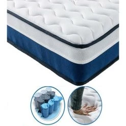 PROVENCE LITERIE Matelas Alexis A Ressorts Ensaches + 4 Cm Memoire De Forme 80 Kg/m3 + Alese 70x190 Hauteur +/- 25,50 Cm - Accueil Moelleux - Soutien Equilibre - 7 Zones De Confort - Hypoallergenique