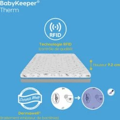 IMPERIAL RELAX BabyKeeper® | Matelas Bébé Pour Berceau Therm | Prévient La Mort Subite | Technologie D'auto-désinfection | Avertir De La Fièvre | Empêche La Plagiocéphalie 50x80 Cm -Matelas Soldes Boutique 37998145 3