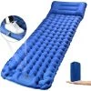 BEARSU Matelas De Camping Avec Pompe à Pied, Matelas Gonflable Automatique épais De 10 Cm / 4 '', Matelas De Randonnée Avec Oreiller, Matelas Gonflable Ultra-léger, Adapté Au Camping, à La Tente Et à La Randonnée
