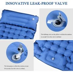 BEARSU Matelas De Camping Avec Pompe à Pied, Matelas Gonflable Automatique épais De 10 Cm / 4 '', Matelas De Randonnée Avec Oreiller, Matelas Gonflable Ultra-léger, Adapté Au Camping, à La Tente Et à La Randonnée -Matelas Soldes Boutique 39635793 3