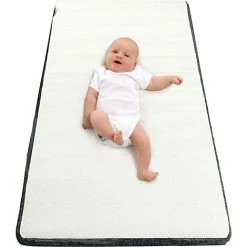GOPLUS Matelas En Mousse Pour Enfant, Anti-Acariens/Anti Moisissures/Anti Etouffement, Avec Housse Extérieure Amovible Et Lavable, Sac De Transport, Respirant Pour Confort Et Soutien 120 X 60 X 5 CM