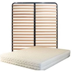 PROVENCE LITERIE Matelas + Sommier 140x190 X 19,5 Cm Tres Ferme - Dehoussable Housse Lavable - 7 Zones De Confort - Ame Poli Lattex 33 Kg/m3 - Hypoallergenique