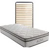 PROVENCE LITERIE Matelas + Sommier Alona A Ressorts + Memoire De Forme 80 Kg/m3 - 90x190 Hauteur +/- 25,5 Cm - Accueil Moelleux - Soutien Ferme - 5 Zones De Confort - Hypoallergenique