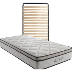 PROVENCE LITERIE Matelas + Sommier Alona A Ressorts + Memoire De Forme 80 Kg/m3 - 90x190 Hauteur +/- 25,5 Cm - Accueil Moelleux - Soutien Ferme - 5 Zones De Confort - Hypoallergenique