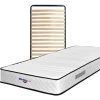 PROVENCE LITERIE Matelas + Sommier Mathieu A Ressorts Ensaches + 4 Cm Latex Naturel A 70 % - 75 Kg/m3 - 90x200 Hauteur +/- 21 Cm - Accueil Moelleux - Soutien Ferme - 7 Zones De Confort - Hypoallergenique