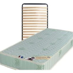 PROVENCE LITERIE Matelas + Sommier 90x190 X 19,5 Cm - Une Face Soutien Souple Et Une Face Soutien Ferme - Reference Tabatha - Tissu A L'Aloe Vera - Noyau Poli Lattex HR Derniere Generation Indeformable - Tres Respirant
