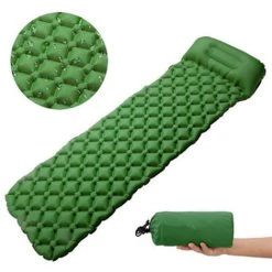 DEVENIRRICHE Matelas De Couchage Ultraléger Avec Oreiller Intégré, Matelas De Camping Gonflable Pour La Randonnée, Les Voyages Et La Randonnée, Tapis De Camping Compact Et Portable, Vert