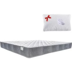 Farmarelax - Kit Matelas Plus Oreiller - MEMORY FOAM Adaptatif - En Cadeau - Bandeau 5D Rafraîchissant Et Respirant Super Air - Orthopédique Et Anatomique - Hauteur 19 Cm - 120x190 Cm