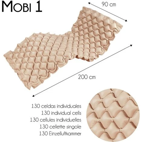 Matelas Anti Escarres | À Air | Avec Compresseur | PVC Médical Ignifuge |200x90x7cm|130 Cellules| Beige | Mobi 1 | Mobiclinic 2 Matelas Anti Escarres | À Air | Avec Compresseur | PVC Médical Ignifuge |200x90x7cm|130 Cellules| Beige | Mobi 1 | Mobiclinic – Image 2