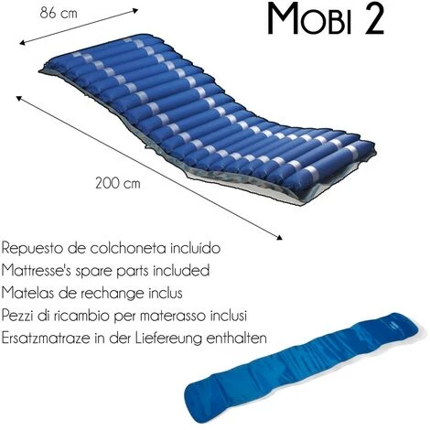 Matelas Anti-escarres Pour Lit Médicalisé | À Air Alterné | Avec Compresseur | Bleu | Deluxe | Mobi 2 | Mobiclinic 2 Matelas Anti-escarres Pour Lit Médicalisé | À Air Alterné | Avec Compresseur | Bleu | Deluxe | Mobi 2 | Mobiclinic – Image 2
