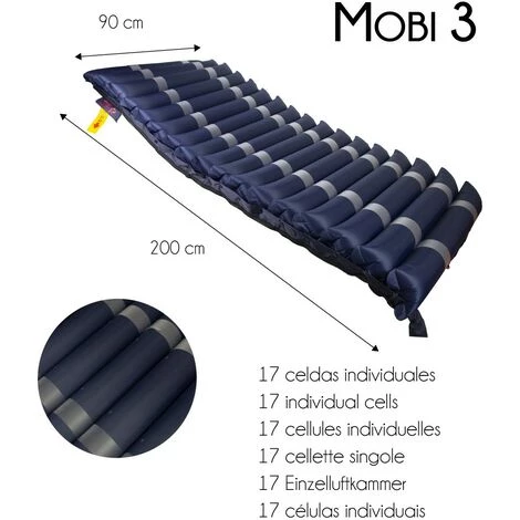 Matelas Anti-escarres Pour Lit Médicalisé | À Pression Alternée | Avec Compresseur | Bleu | Mobi 3 | Mobiclinic 2 Matelas Anti-escarres Pour Lit Médicalisé | À Pression Alternée | Avec Compresseur | Bleu | Mobi 3 | Mobiclinic – Image 2