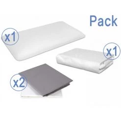 DORMALIT Pack Drap 100% Coton 70x160 + Protege-matelas 70x160 + Oreiller Junior A Memoire De Forme 70x35 Pack Lit Enfant