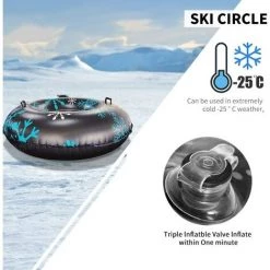 QDRECLOD Luge Gonflable De 47" Pour Adultes, Charge Lourde, Avec Poignées, Résistant Aux Rayures, Résistant Au Gel, Idéal Pour Les Activités En Plein Air En Hiver, Noir - Noir -Matelas Soldes Boutique 49923389 5