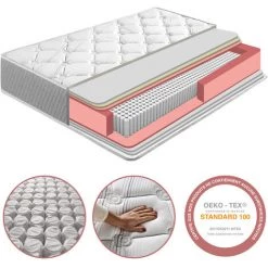MARCKONFORT Matelas Soft Confort 90x200 Cm De Ressorts Ensachés, 22 Cm De Hauteur - BLANC -Matelas Soldes Boutique 51239510 3