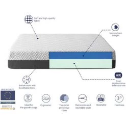 SHAULA Matelas Juvenil 80X190 PLATON, Epaisseur 20 CM, Dehoussable, Mousse A Memoire, Ergonomique Et Respirant. Montessori 8 SHAULA Matelas Juvenil 80X190 PLATON, Epaisseur 20 CM, Dehoussable, Mousse A Memoire, Ergonomique Et Respirant. Montessori -Matelas Soldes Boutique 52961715 4