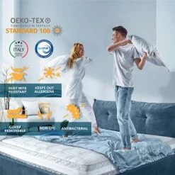 TANHK Matelas à Ressorts Ensachés Et Mousse à Mémoire De Forme 100% Made In Italy | 9 Zones Différenciées | Epaisseur 26 Cm | Orthopédique, Hypoallergénique, Housse Amovible | Simple 80 X 190 -Matelas Soldes Boutique 53418864 5