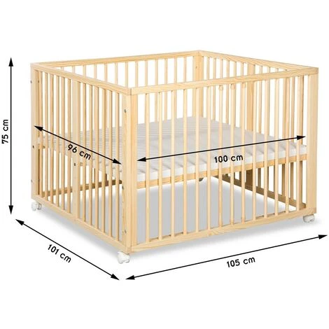KLUPS JONAS Parc Bébé Réglable En Bois Avec Roulettes Intégrées Pin - Pin 4 KLUPS JONAS Parc Bébé Réglable En Bois Avec Roulettes Intégrées Pin - Pin – Image 4