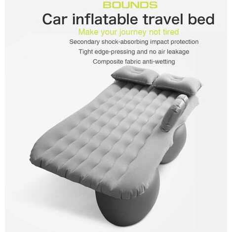 ASUPERMALL Lit De Voyage Gonflable Pour Voiture, Protection Secondaire Contre Les Chocs Absorbant Les Chocs, Bord Serré, Tissu Composite Anti-Mouillant, Gris 2 ASUPERMALL Lit De Voyage Gonflable Pour Voiture, Protection Secondaire Contre Les Chocs Absorbant Les Chocs, Bord Serré, Tissu Composite Anti-Mouillant, Gris – Image 2