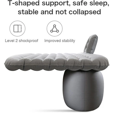 ASUPERMALL Lit De Voyage Gonflable Pour Voiture, Protection Secondaire Contre Les Chocs Absorbant Les Chocs, Bord Serré, Tissu Composite Anti-Mouillant, Gris 3 ASUPERMALL Lit De Voyage Gonflable Pour Voiture, Protection Secondaire Contre Les Chocs Absorbant Les Chocs, Bord Serré, Tissu Composite Anti-Mouillant, Gris – Image 3
