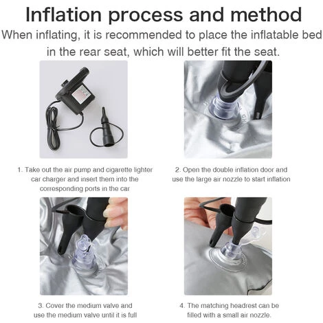 ASUPERMALL Lit De Voyage Gonflable Pour Voiture, Protection Secondaire Contre Les Chocs Absorbant Les Chocs, Bord Serré, Tissu Composite Anti-Mouillant, Gris 4 ASUPERMALL Lit De Voyage Gonflable Pour Voiture, Protection Secondaire Contre Les Chocs Absorbant Les Chocs, Bord Serré, Tissu Composite Anti-Mouillant, Gris – Image 4