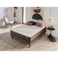 DESCANSIN Pack Matelas + Sommier à Ressorts Descansín | 150 X 190 | Chocolat | Confort Maximal | Luxe à Portée De Main -Matelas Soldes Boutique 54424772 3