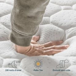 Vesgantti Matelas 24cm Épaisseur Ressorts Ensachés En Mousse Mémoire De Forme Transpirant 7 Zone De Confort CertiPUR-US (Original, 90x190) -Matelas Soldes Boutique 55391002 3