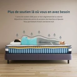 Vesgantti Boxtop Matelas 26cm Épaisseur Ressort Ensachés En Mousse Mémoire De Forme 7 Zones De Confort CertiPUR-US(120*190) -Matelas Soldes Boutique 55391020 4