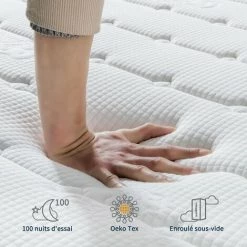 Vesgantti Boxtop Matelas 25cm Épaisseur Ressort Ensachés En Mousse Mémoire De Forme 7 Zones De Confort CertiPUR-US(90*200) -Matelas Soldes Boutique 55391031 3