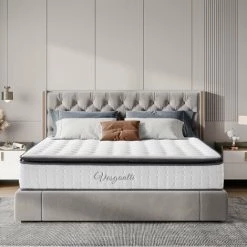Vesgantti Matelas à 26cm Épaisseur Matelas Ressort Ensachés Mousse Mémoire De Forme 7 Zones De Confort Avec Surmatelas Moelleux CertiPUR-US(80*200)