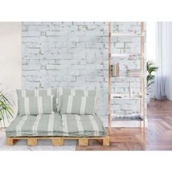 OZAIA Lot 1 Matelas Palette 80x120 + 2 Coussins Dossier 40x60 + 2 Coussins 30x50 - SHANI - Gris Et Beige - Gris