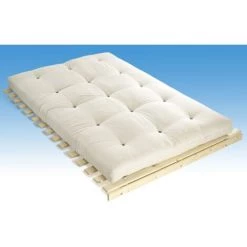VENTE-UNIQUE.COM Futon 140 X 190 Cm - 100% COTON - SHIVA De DREAMEA - Ecru - Blanc