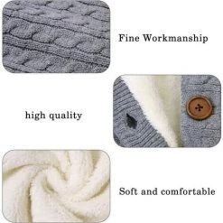 LTS FAFA Gigoteuse Bébé Tricotée Couverture Bébé Emmailloter Poussette Sac De Couchage Gants Ensemble En Laine D'agneau Avec Boutons Pour Bébé 0-12 Mois -Matelas Soldes Boutique 56640234 3