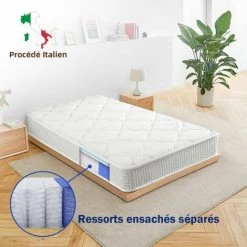 AIIBOT Matelas 90x190 Matelas Ressorts Ensachés Avec 7 Zones Matelas à Haute Élasticité Hypoallergénique Et Respirant