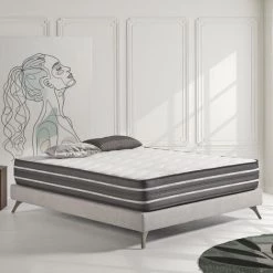 COSMOS Matelas ACTIVATED CARBON 80x190 Mousse à Mémoire De Forme HD | Épais 24 Cm | Accueil Latex + HR | 7 Zones Grand Confort | NATURALEX - Blanc