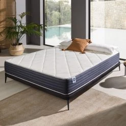 Matelas ROYALVISCO 90x190 Mousse à Mémoire De Forme HD | Épais 24 Cm | Accueil Latex + HR | 7 Zones Grand Confort | NATURALEX - Blanc